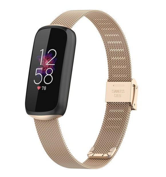 For Fitbit Luxe Strap Milanese Wrist Band Stainless Steel Magnetic[Champagne Gold]