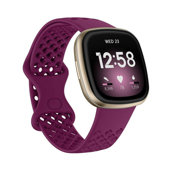Replacement Wrist Band Strap Silicone Bracelet for Fitbit Versa 3/ Sense, Large, Red Wine