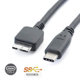Type C USB 3.0 to USB C 3.1 USB Cable Lead for Seagate 1TB Backup Plus Slim, Black