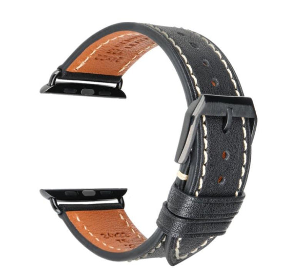 for Apple Watch Series 7 6 SE 5 4 38/40/41/42/44/45mm iWatch Leather Strap Band[38mm/40mm/41mm,Black]