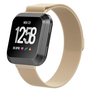 For Fitbit Versa 2/Versa/LITE Strap Milanese Wrist Band Stainless Steel Magnetic[Large (7.1"-8.7"),Champagne Gold]