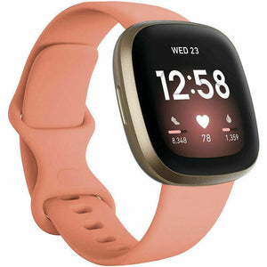 for Fitbit Versa 3 / Sense Replacement Strap Silicone Band Bracelet Wrist[Small Fits Wrist 5.5" - 6.9",Pink]