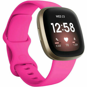 for Fitbit Versa 3 / Sense Replacement Strap Silicone Band Bracelet Wrist[Large Fits Wrist 7.2" - 8.7",Rose]