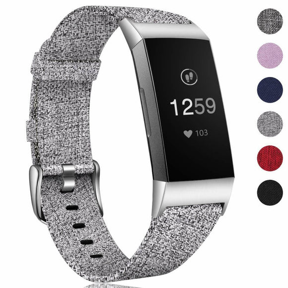 For Fitbit Charge 4 3 SE Strap Woven Nylon Wristband Watch Band Replacement[Grey]