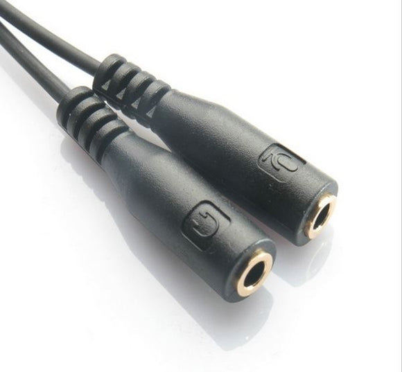 3.5mm 1Male to 2 Female Y Splitter Cable for L/R Audio Microphone MIC PC Headset