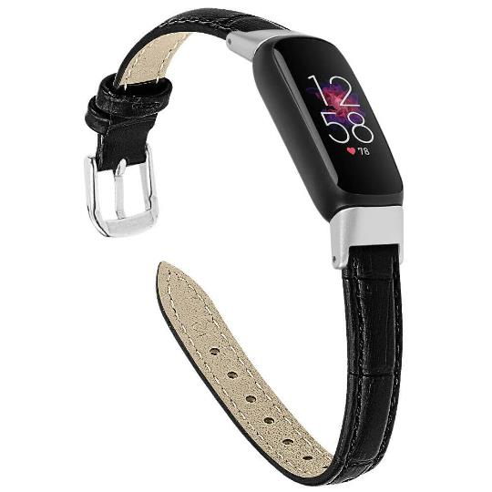 for Fitbit Luxe / Special Edt Band Luxury Genuine Leather Replacement Wristband[Black]