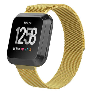 For Fitbit Versa 2/Versa/LITE Strap Milanese Wrist Band Stainless Steel Magnetic[Small (5.5"-7.1"),Gold]