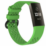 Replacement Strap Silicone Band Bracelet Wristband for Fitbit Charge 3[Large Fits Wrist 7.1" - 8.7",Green]