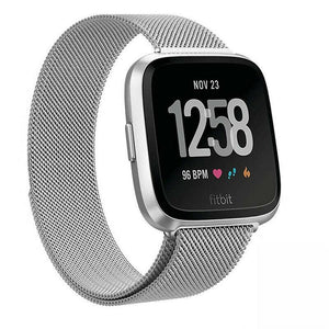 For Fitbit Versa 2/Versa/LITE Strap Milanese Wrist Band Stainless Steel Magnetic[Large (7.1"-8.7"),Silver]