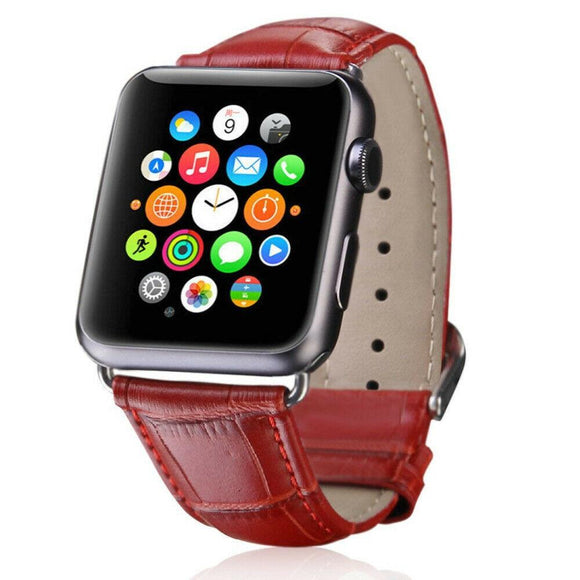 for Apple Watch Series 7 6 SE 5 4 38/40/41/42/44/45mm Leather Strap Band iWatch[38mm/40mm/41mm,Red]