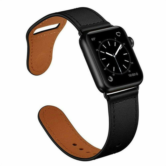 for Apple Watch iWatch Series 7 6 SE 5 4 38/40/41/42/44/45mm Leather Band Strap[38mm/40mm/41mm,Black]