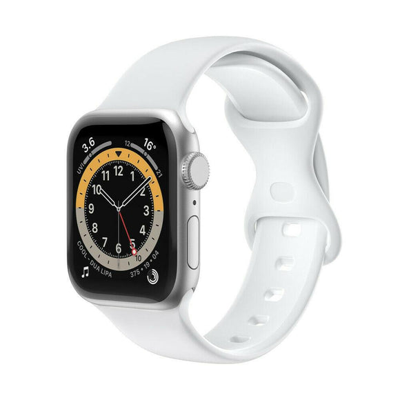 for Apple Watch iWatch Series 7 6 5 4 3 38/40/41/42/44/45mm Silicone Band Strap[42mm/44mm/45mm,White]