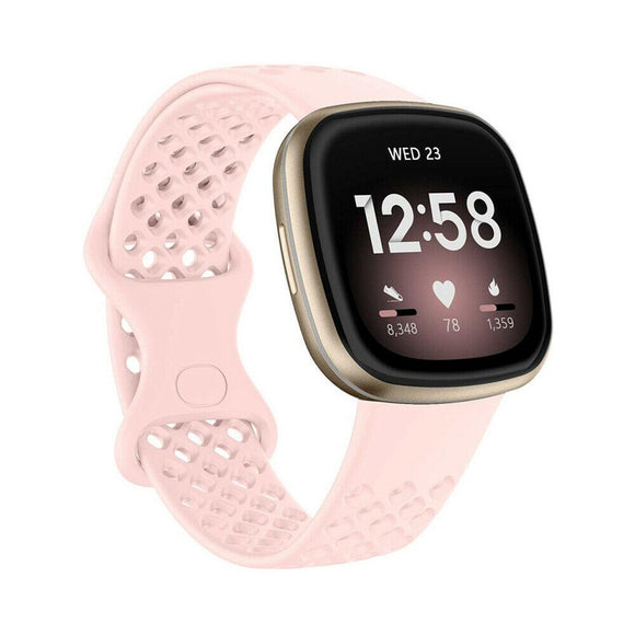 for Fitbit Versa 3/ Sense Replacement Band Strap Silicone Bracelet Wristband[Large,Pink]