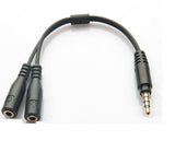 3.5mm 1Male to 2 Female Y Splitter Cable for L/R Audio Microphone MIC PC Headset