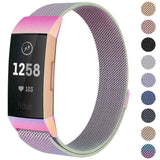 For Fitbit Charge 4 /Charge 3 Strap Milanese Wrist Band Stainless Steel Magnetic[Large (6.7"-9.3"),Rainbow]
