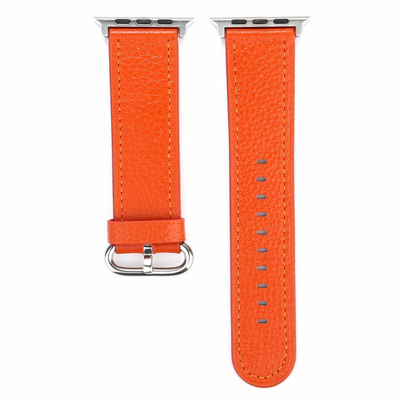 for Apple Watch iWatch Series 7 6 SE 5 4 38/40/41/42/44/45mm Leather Strap Band[Orange,42mm/44mm/45mm]
