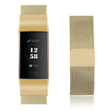 For Fitbit Charge 4 /Charge 3 Strap Milanese Wrist Band Stainless Steel Magnetic[Small (5.3"-7.9"),Gold]