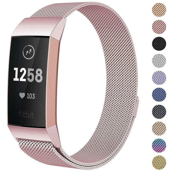 For Fitbit Charge 4 /Charge 3 Strap Milanese Wrist Band Stainless Steel Magnetic[Large (6.7