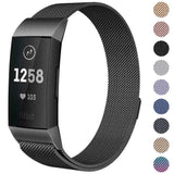 For Fitbit Charge 4 /Charge 3 Strap Milanese Wrist Band Stainless Steel Magnetic[Small (5.3"-7.9"),Black]