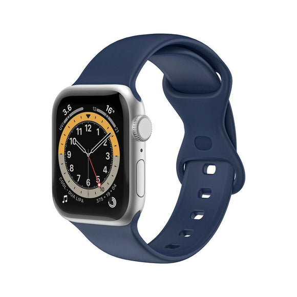 for Apple Watch iWatch Series 7 6 5 4 3 38/40/41/42/44/45mm Silicone Band Strap[38mm/40mm/41mm,Navy Blue]