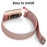For Fitbit Charge 4 /Charge 3 Strap Milanese Wrist Band Stainless Steel Magnetic[Small (5.3"-7.9"),Rose Gold]