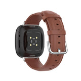 For Fitbit Versa 3 / Sense Band Leather Replacement Wristband Strap[Brown]