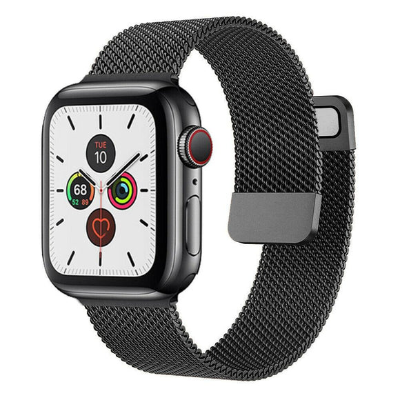 For Apple Watch Series 7 6 SE 5 4 3 Magnetic Milanese Loop Wristwatch Band Strap[Black,42mm/44mm/45mm]