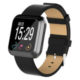 Genuine Leather Band Replacement Wristband Strap For Fitbit Versa 2/Versa/ Lite, Black