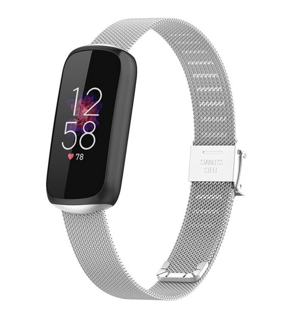 For Fitbit Luxe Strap Milanese Wrist Band Stainless Steel Magnetic[Silver]