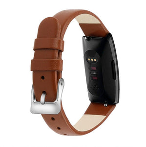 For Fitbit Inspire / 2 / HR / Ace 2 Band Genuine Leather Replacement Wristband Strap[Brown]