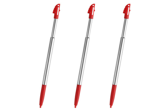 Red Stylus Pen for New Nintendo 2DS XL Silver Metal Touch Pack of 3