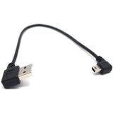 USB B Type Mini 5 pin Male Right Left Angle 90 Degree to USB 2.0 Male Cable 30cm