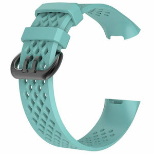 Replacement Strap Silicone Band Bracelet Wristband for Fitbit Charge 3[Small Fits Wrist 5.5" - 6.9",Teal]