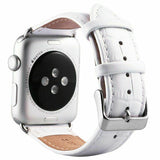 for Apple Watch Series 7 6 SE 5 4 38/40/41/42/44/45mm Leather Strap Band iWatch[42mm/44mm/45mm,White]
