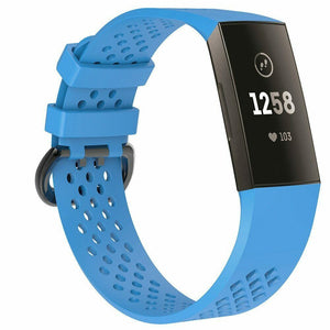 Replacement Strap Silicone Band Bracelet Wristband for Fitbit Charge 3[Large Fits Wrist 7.1" - 8.7",Light Blue]