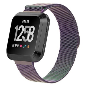 For Fitbit Versa 2/Versa/LITE Strap Milanese Wrist Band Stainless Steel Magnetic[Small (5.5"-7.1"),Rainbow]