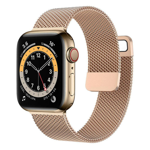 For Apple Watch Series 7 6 SE 5 4 3 Magnetic Milanese Loop Wristwatch Band Strap[Rose Gold,42mm/44mm/45mm]